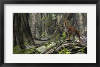 Framed Saber-Toothed Tiger in a Forest