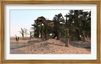Framed Tyrannosaurus Rex Hunting in a Desert Environment