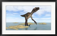 Framed Utahraptor in Prehistoric Waters