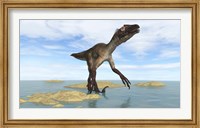 Framed Utahraptor in Prehistoric Waters