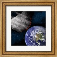 Framed Asteroid Approaching Earth