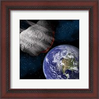 Framed Asteroid Approaching Earth