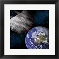 Framed Asteroid Approaching Earth