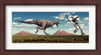 Framed Tyrannosaurus Rex Battling Robot