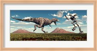 Framed Tyrannosaurus Rex Battling Robot