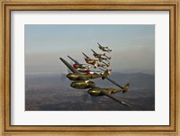 Framed Five Lockheed P-38 Lightnings