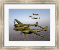 Framed Three Lockheed P-38 Lightnings