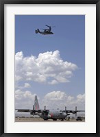 Framed CV-22 Osprey and C-130 Hercules