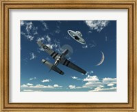 Framed American P-51 Mustang and UFO