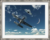 Framed American P-51 Mustang and UFO