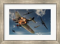 Framed British Hawker Hurricane Aircraft Attack