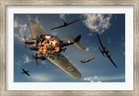 Framed British Hawker Hurricane Aircraft Attack