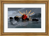 Framed Military Vehicles with a Truck Exploding