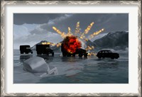 Framed Military Vehicles with a Truck Exploding