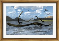 Framed Illustration of Tanystropheus Reptiles