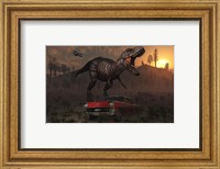 Framed Dinosaur and Classic Car