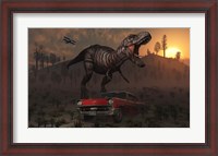 Framed Dinosaur and Classic Car