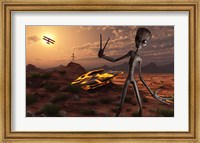 Framed Grey Aliens at the Site of Their UFO crash