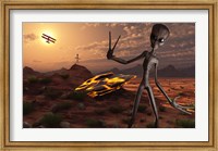 Framed Grey Aliens at the Site of Their UFO crash