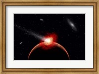 Framed Comet Hitting Alien Planet