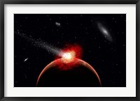 Framed Comet Hitting Alien Planet