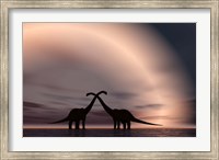 Framed Courting Dinosaurs