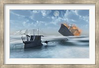 Framed German U-Boat Sinking a Ship