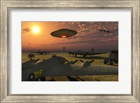 Framed Alien UFO Flying over an American Airbase