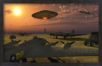 Framed Alien UFO Flying over an American Airbase