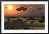 Framed Alien UFO Flying over an American Airbase