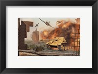 Framed American P-47's Attacking German Jagdpanther Tanks