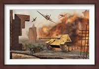 Framed American P-47's Attacking German Jagdpanther Tanks