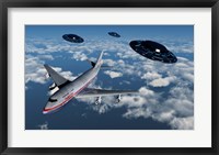 Framed Boeing 747 and UFO's