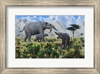 Framed Deinotherium with her Twin Calves