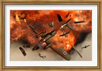 Framed German Heinkel Bomber Plane Exploding