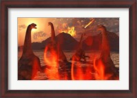 Framed Herd of Dinosaurs
