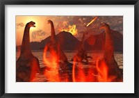 Framed Herd of Dinosaurs
