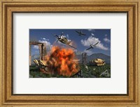 Framed P-47 Thunderbolts Attacking