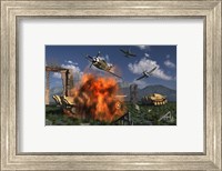 Framed P-47 Thunderbolts Attacking