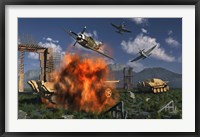 Framed P-47 Thunderbolts Attacking