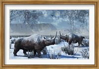 Framed Woolly Rhinoceros in Winter
