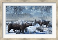 Framed Woolly Rhinoceros in Winter