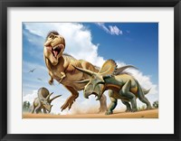 Framed Tyrannosaurus Rex Fighting aTriceratops
