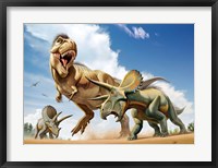 Framed Tyrannosaurus Rex Fighting aTriceratops