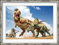 Framed Tyrannosaurus Rex Fighting aTriceratops