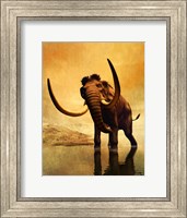 Framed Wooly Mammoth and Sunset