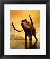 Framed Wooly Mammoth and Sunset