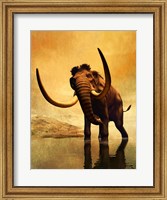 Framed Wooly Mammoth and Sunset
