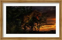 Framed Tyranosaurus Rex in a Forest