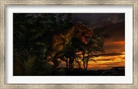 Framed Tyranosaurus Rex in a Forest